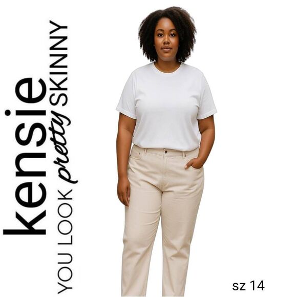 Kensie You Look Pretty Skinny White Denim Cropped Ankle Jeans - Picture 1 of 6